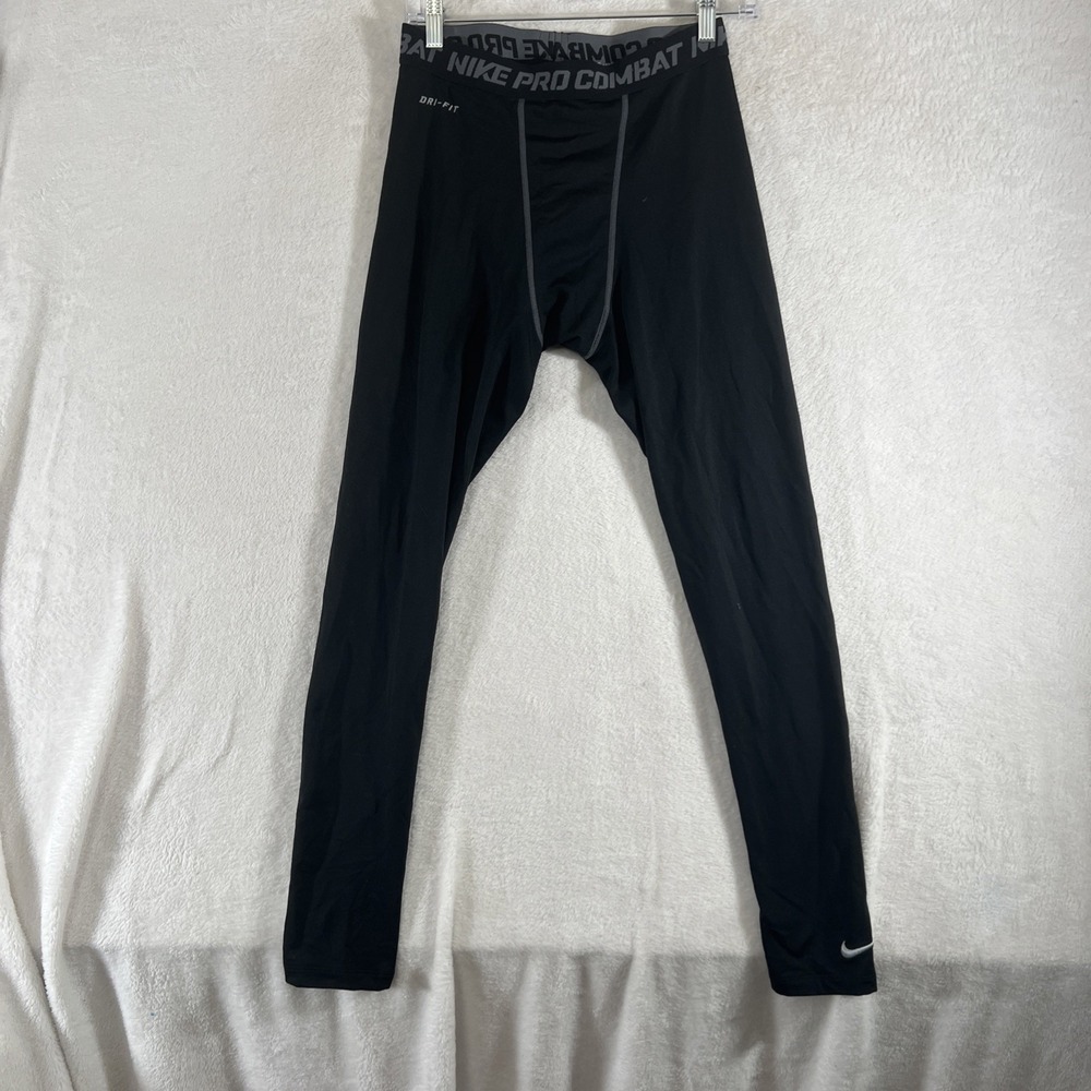 Nike Pro Combat Compression Tights Black Dri-Fit Men's Size L  Fleece Lined